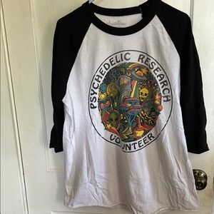 Threadless trippy research Baseball tee